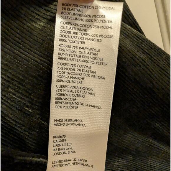 Anthropologie Maeve Corduroy Dark Green Double-Breasted Blazer Size 6 - Picture 8 of 8